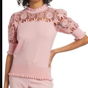 Elie Tahari Women's Crocheted Puff-Sleeve Sweater - Muse - Size XS